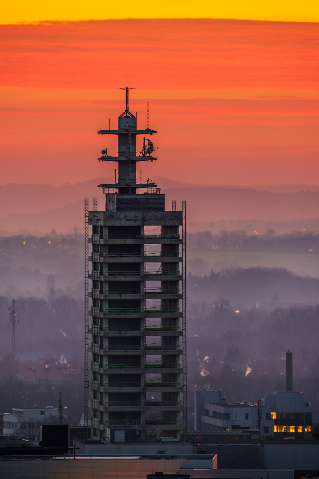 High-rise under construction on 20 February 2021 (Bielefeld, Germany).
