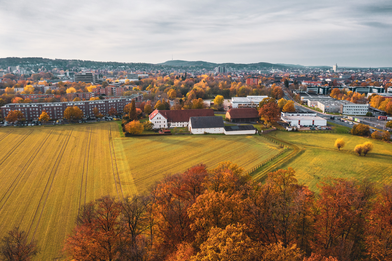 Bielefeld city centre seen from the Stieghorst district (Germany).