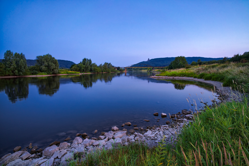 River Weser on a summer evening at Porta Westfalica