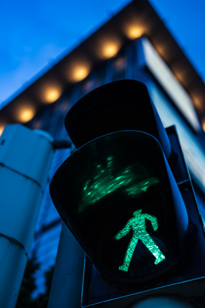 Green traffic light man