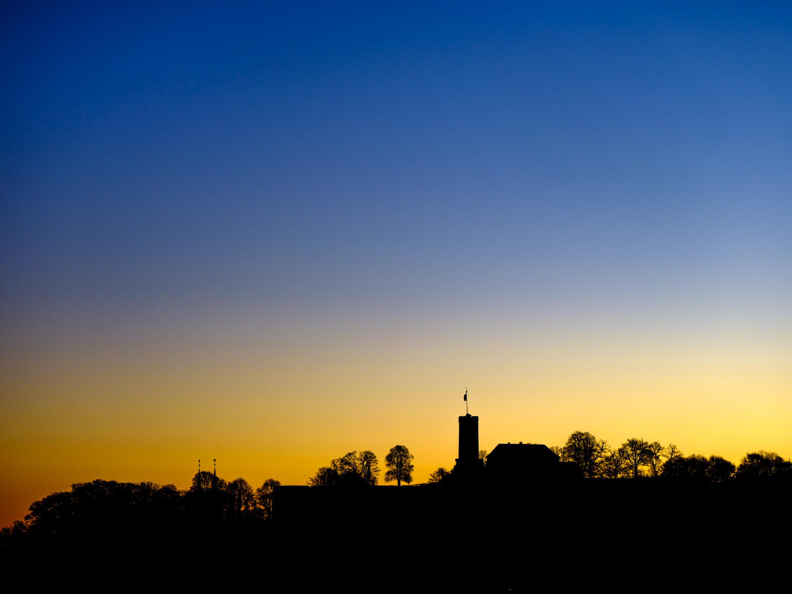 Sparrenburg Castle silhouette at dawn.