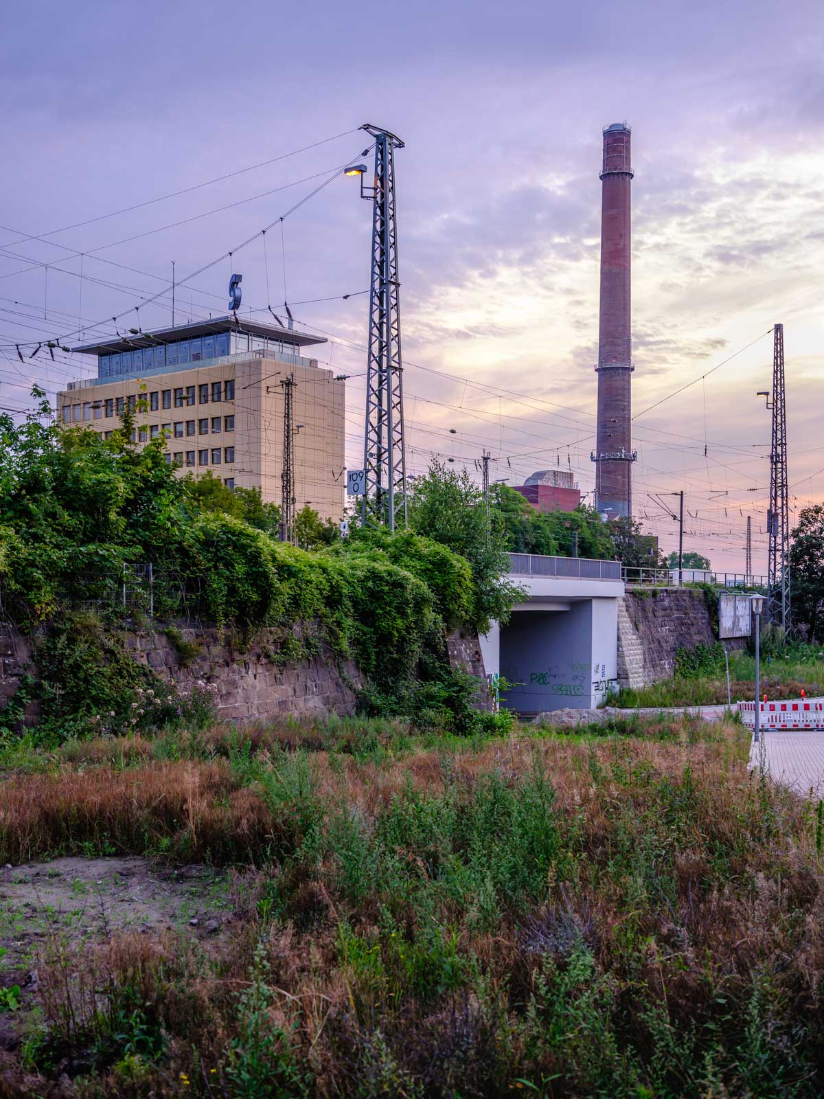 Railway embankment at the 'Schildescher Straße' in July 2020 (Bielefeld, Germany).