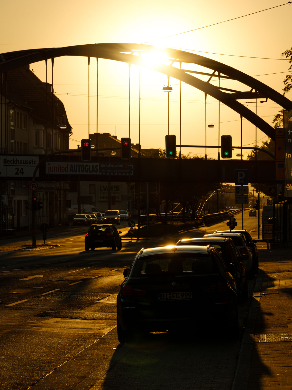 Sunrise at 'Herforder Straße' on 1 August 2020 at 6:30 am (Bielefeld, Germany).