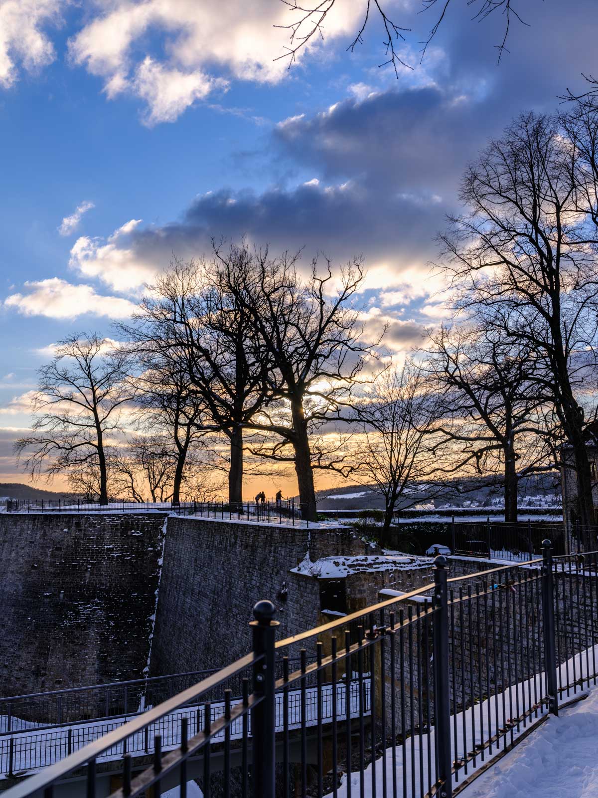 Late afternoon on 11 February 2021 at the 'Sparrenburg' (Bielefeld, Germany).