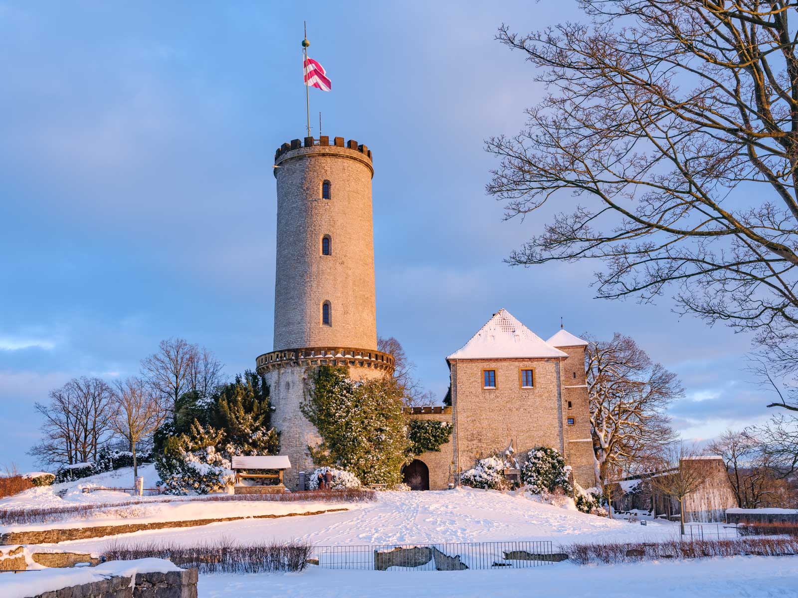 Late afternoon on 11 February 2021 at the 'Sparrenburg' (Bielefeld, Germany).