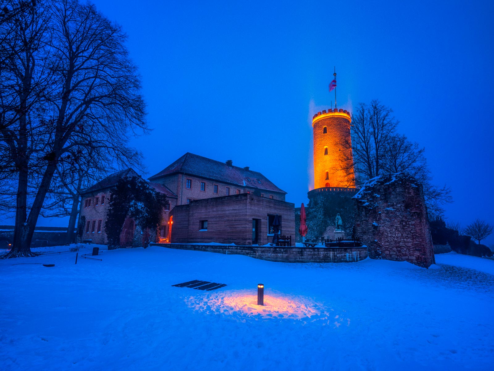 After the snowstorm on 7 February 2021 - 'Sparrenburg' Castle (Bielefeld, Germany).