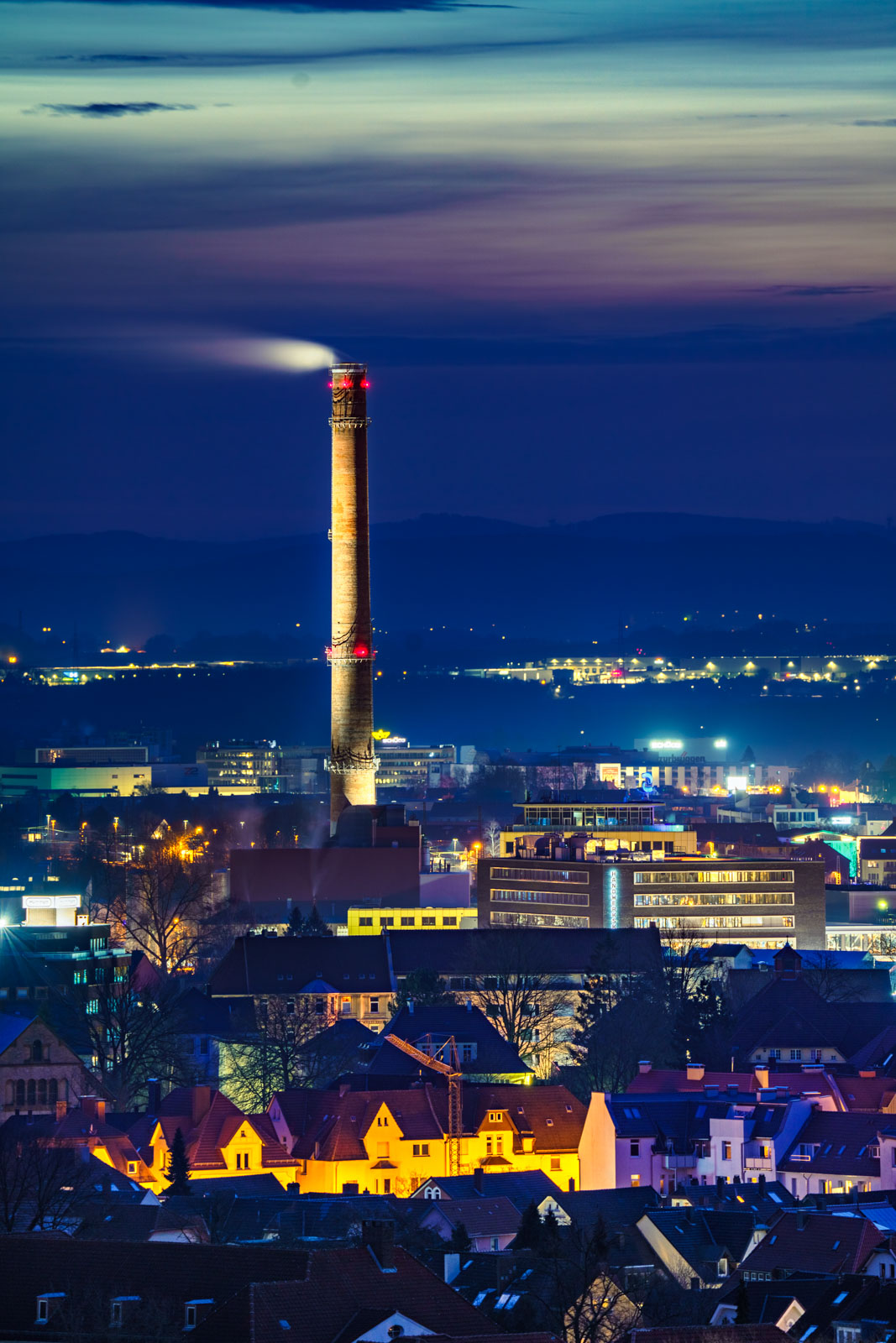 Dawn in winter over Bielefeld on 20 February 2021 (Germany).