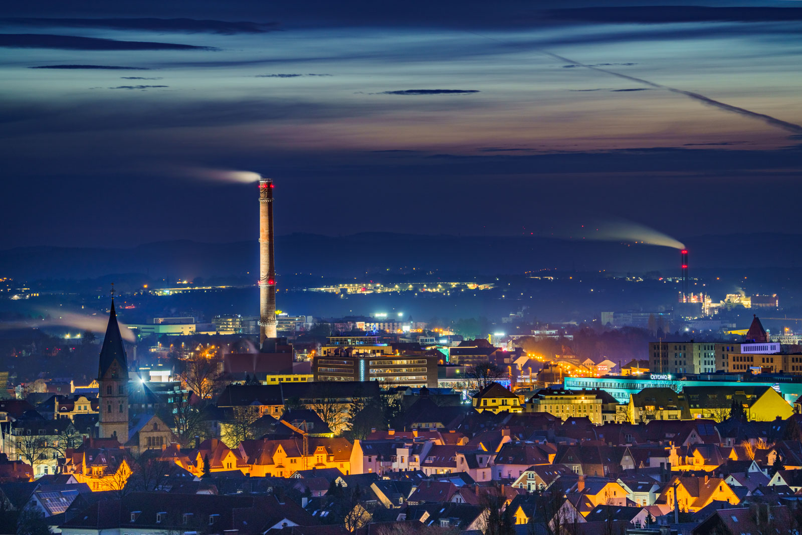 Dawn in winter over Bielefeld on 20 February 2021 (Germany).