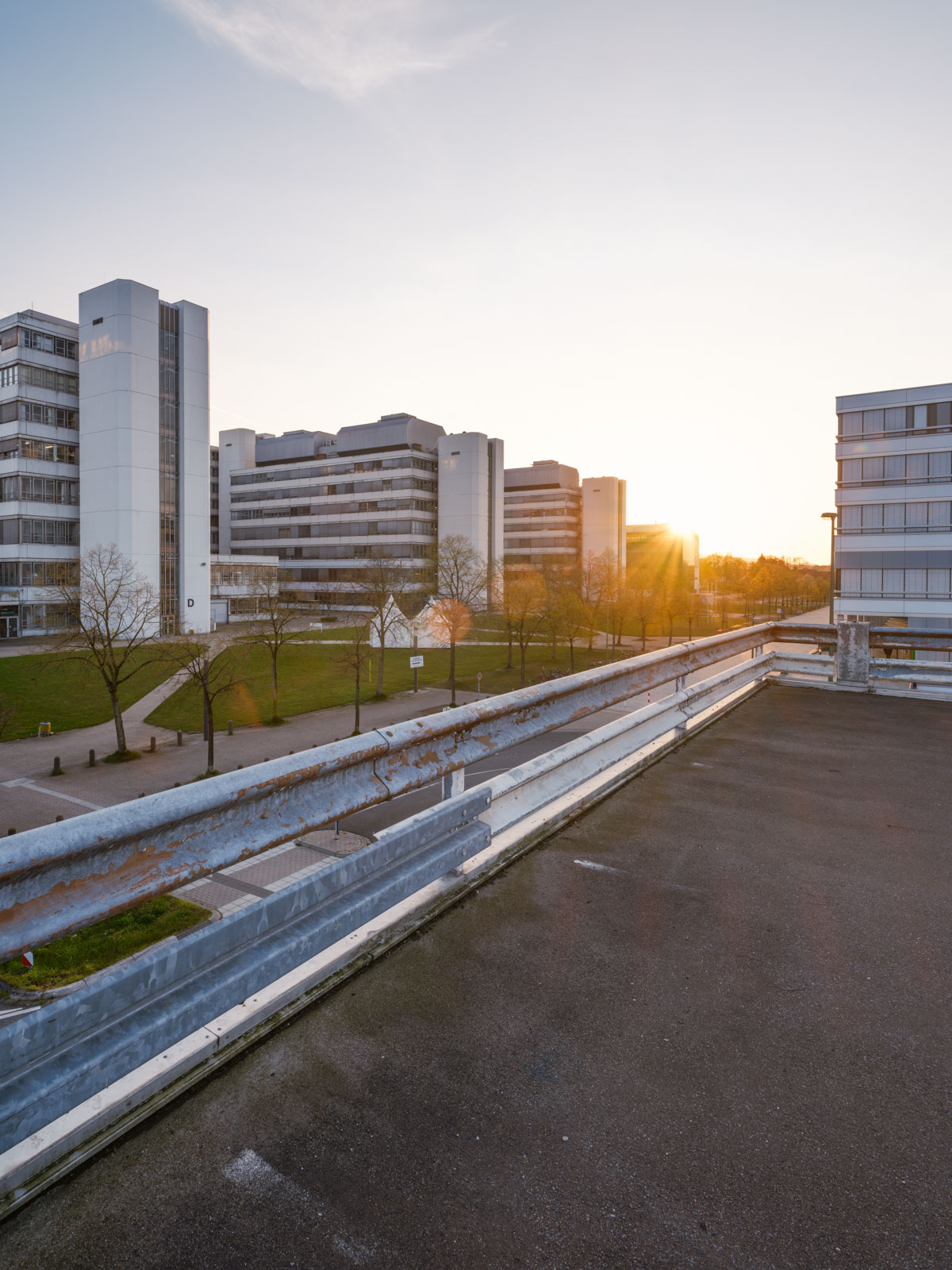 Shortly before sunset at Bielefeld University in April 2021 (Bielefeld, Germany).