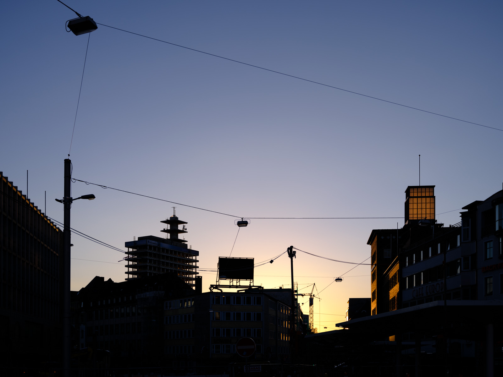 Silhouette at 'Jahnplatz' in May 2021 (Bielefeld, Germany).