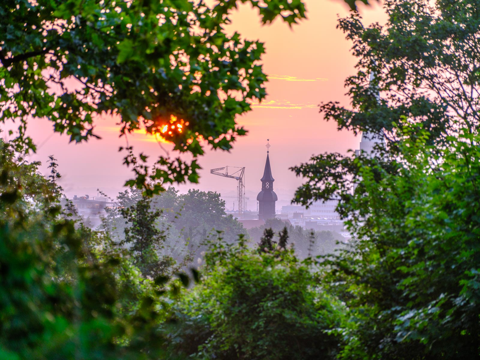 Tower of Jodokus Church in July 2021 (Bielefeld, Germany).