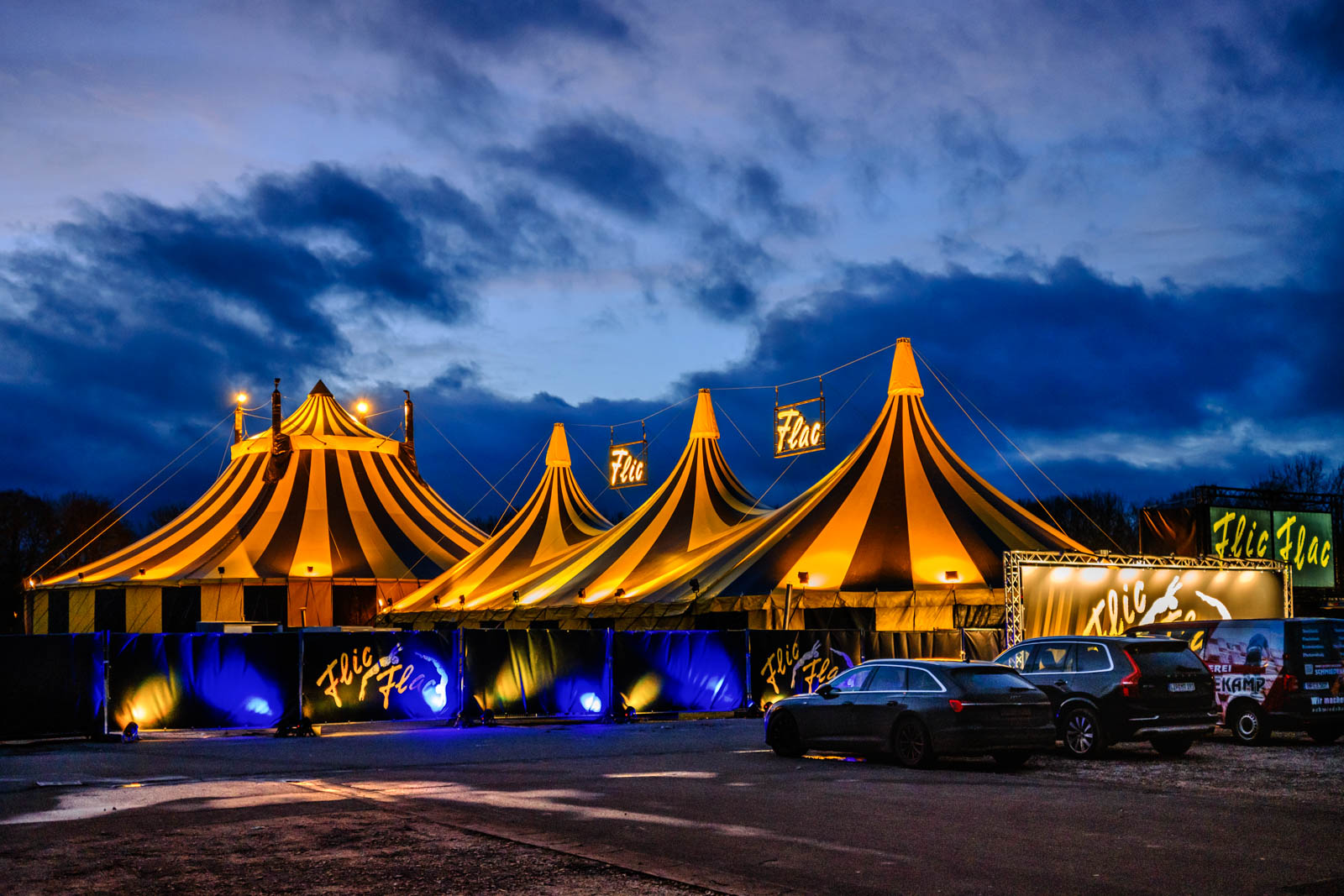 Circus in the town on New Year's Eve 2021 (Bielefeld, Germany).