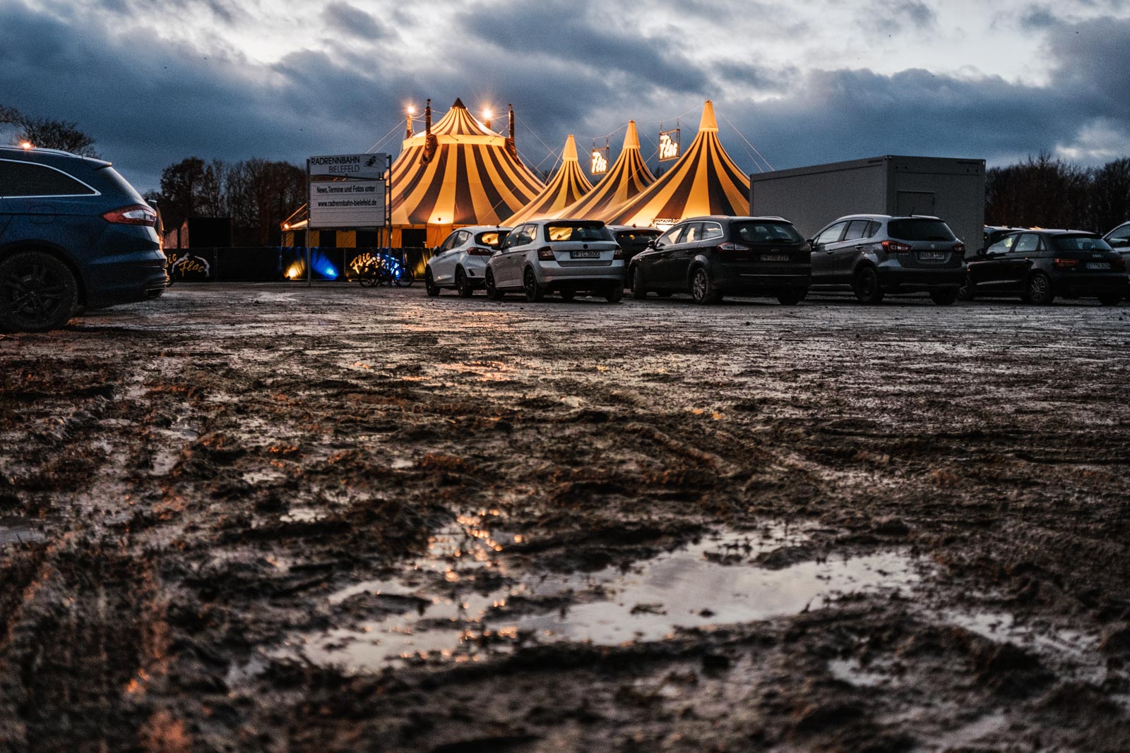 Circus in the town on New Year's Eve 2021 (Bielefeld, Germany).