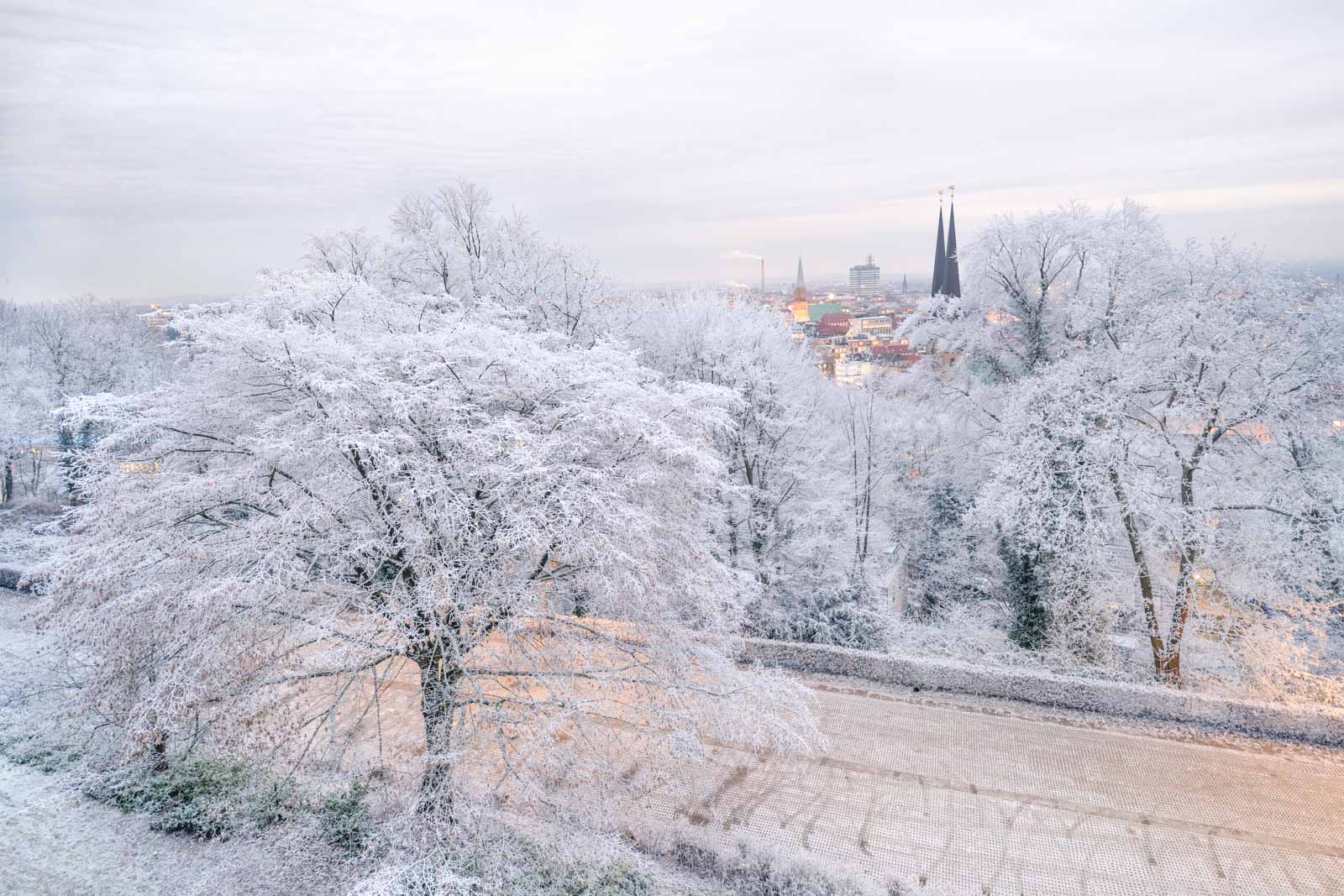 White city in December 2021 (Bielefeld, Germany).