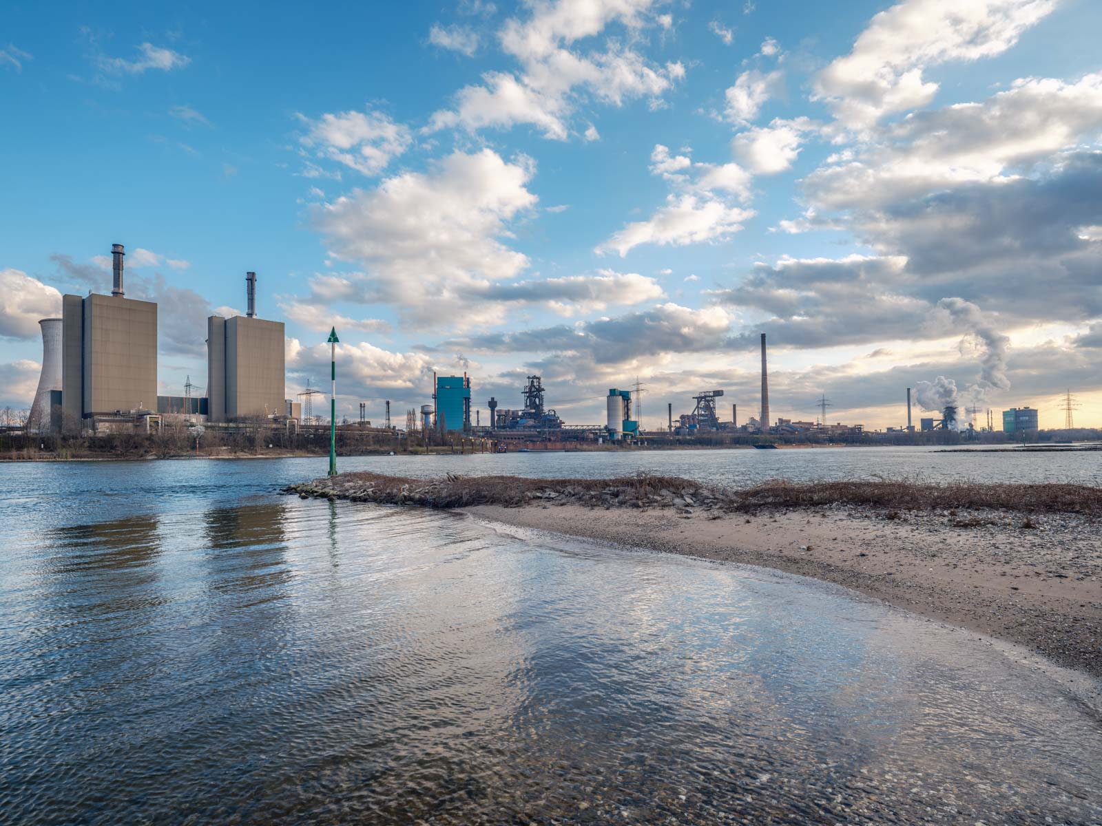 Krupp Mannesmann steelworks (HKM)  in Duisburg on the Rhine in the late afternoon in March 2021 (Germany).