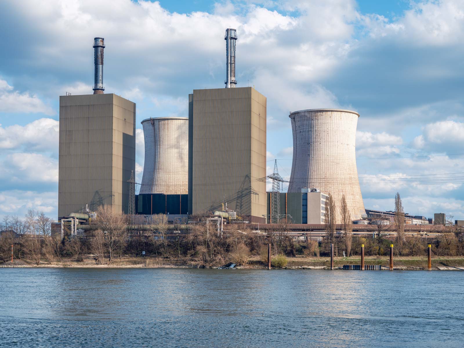 Power station at Krupp Mannesmann steelworks in Duisburg on the Rhine in the late afternoon in March 2021 (Germany).